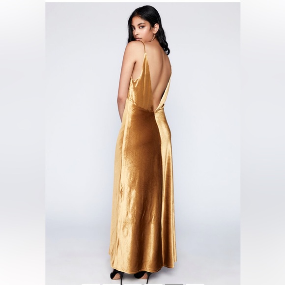 Capri Velour Slip Dress In Marigold (BARDOT) - Picture 4 of 8